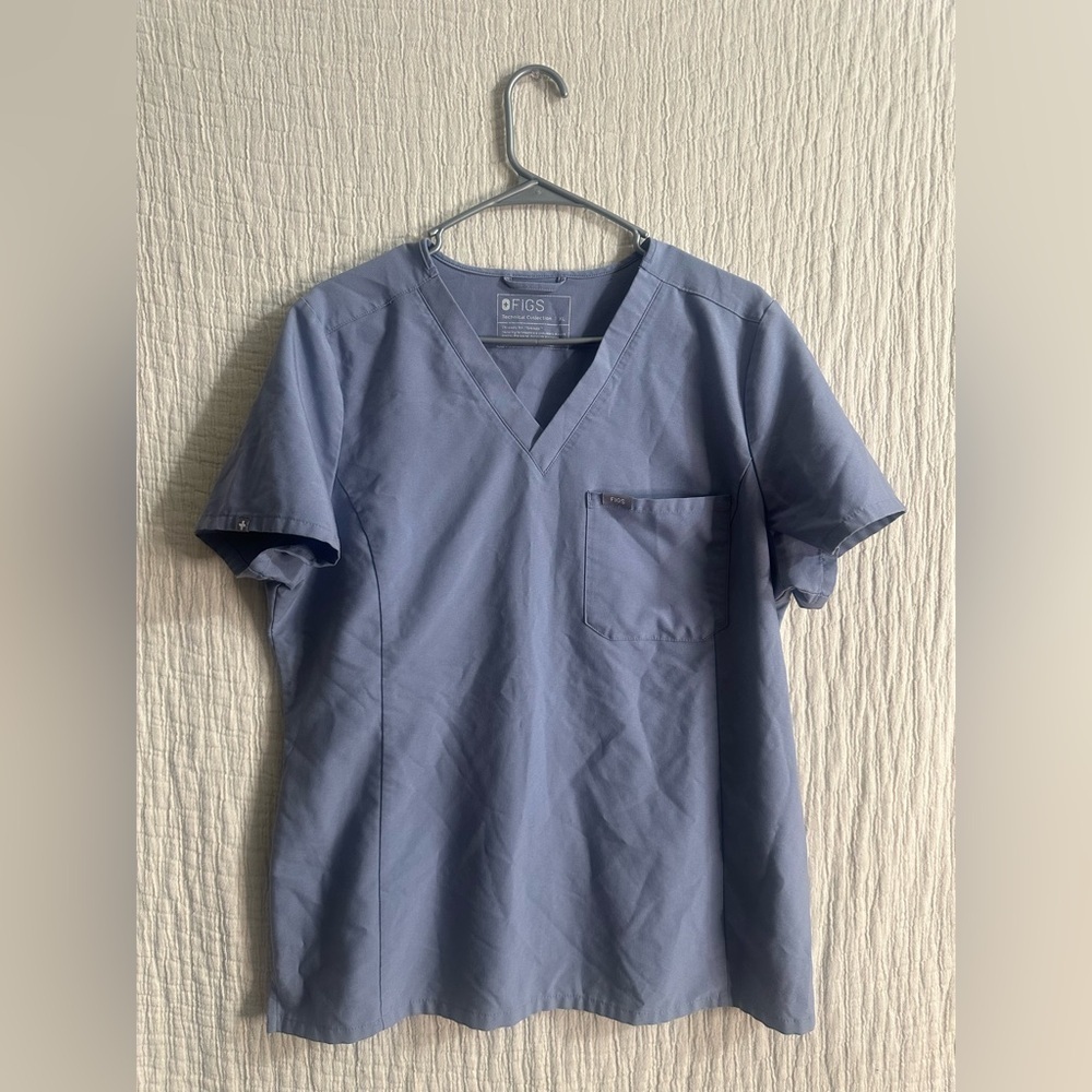 Figs Gray V-Neck Technical Scrub Top Sz XL